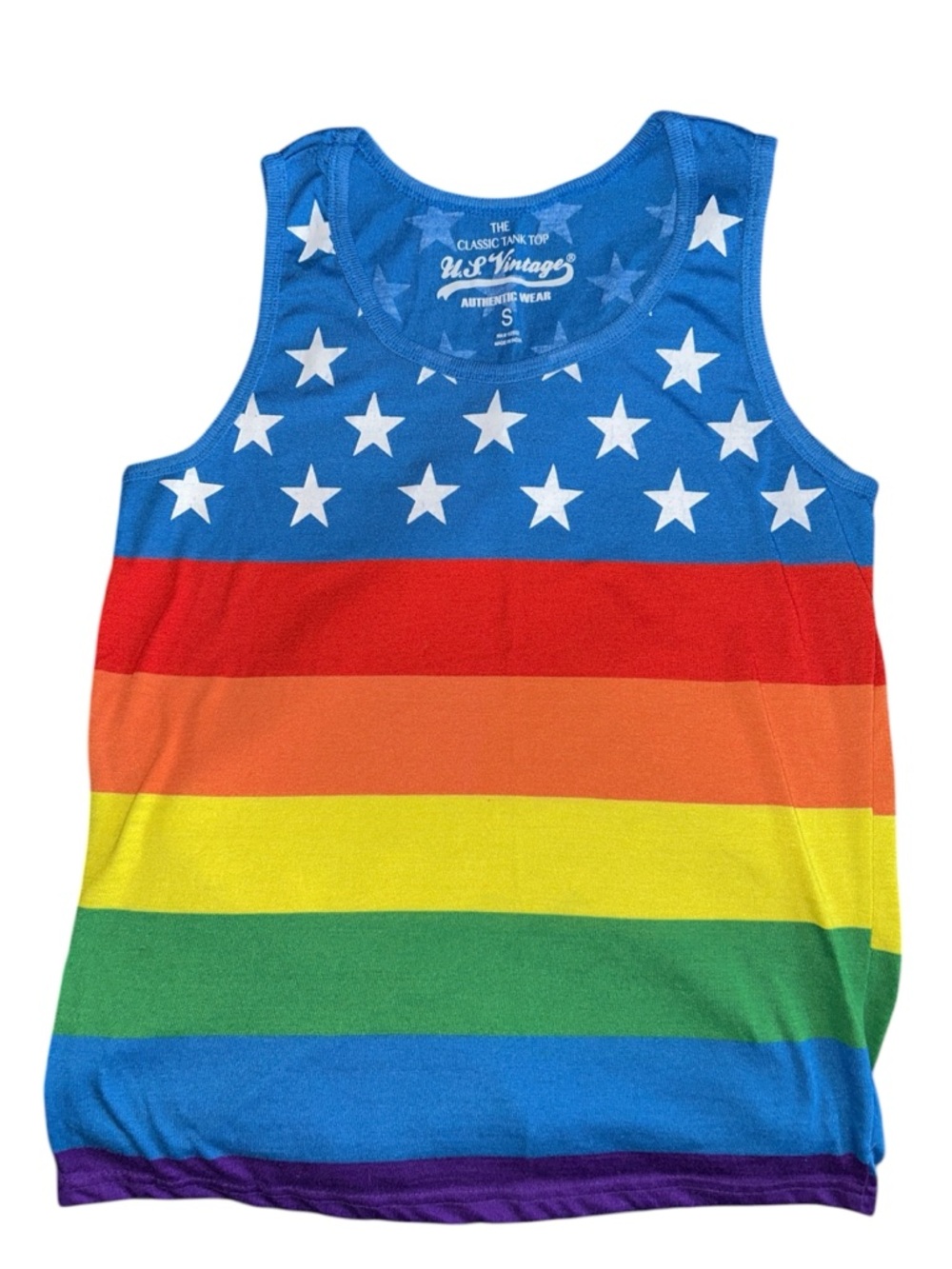 US Vintage “The Classic Tank Top”Rainbow and Stars Mens Tank Top